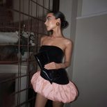 Fashionable Womens Color Block Strapless Backless A Line Dress Slim Fit Autumn Winter Style Whol