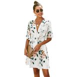 Summer Floral Print V Neck Waist Tie Midi Dress for Women Casual Beachwear Available in S M L Wholesale Options