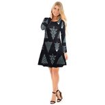 Womens Christmas Dress Round Neck Snowman Print Autumn Winter Casual Style