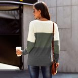 Color Block Regular Fit T Shirt for Women Autumn Style Round Neck Long Sleeve Loose Fit Wholesal