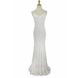 White Lace Wedding Dress Sleeveless A Line Silhouette Elegant Bridal Gown Available in Multiple Sizes
