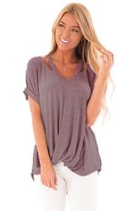Off Shoulder Short Sleeve T Shirt for Women Twist Front Design Summer Casual Wear