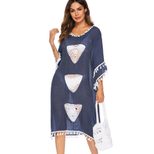 Womens Crochet Floral Patchwork Tassel Irregular Midi Beach Cover Up Dress Lightweight Bohemian