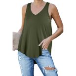 Womens Solid Color V Neck Tank Top Loose Fit Casual Style Comfortable Fabric Perfect for Everyda