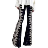 Velvet High Waist Embroidered Flare Pants for Women Slim Fit Casual Trousers Autumn Winter Collection Wholesale