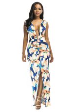 Digital Print V Neck Dress Multicolor Sexy Design Nightclub Wear customizable
