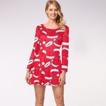 Long Sleeve Printed Dress Casual Style Autumn Winter Christmas Occasion Wholesale Available read