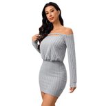 Off Shoulder Bodycon Dress Sexy Fit Short Length Autumn Winter Style Wholesale Available OEM ODM