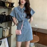 Vintage Style Denim Dress for Women Spring Collection Fitted Waist Short Skirt Available in S M L Wholesale