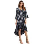 Polka Dot Long Sleeve Plus Size Dress Original Design Spring Collection Comfortable Fabric Perfe