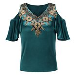 Loose Fit Womens V Neck Short Sleeve T Shirt Comfortable Cotton Fabric Spring Summer Casual Wear