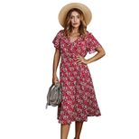 Floral Print Short Sleeve Dress for Women Casual Fit Lightweight Fabric Summer Wear