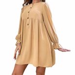 Loose Fit Long Sleeve Doll Dress Sweet and Fresh Style Round Neck Button Closure Perfect for Spr