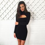 Bodycon Long Sleeve Dress Hollow Out Design Elegant Nightclub Style in Multiple Sizes