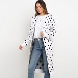 Long Sleeve Knitted Cardigan Mid Length Leopard Print Cozy Fabric Fall Winter Fashion for Women Wholesale Availa