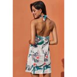 Summer Floral Print Mini Dress for Women Round Neck Sleeveless A Line Silhouette Casual Wear Who