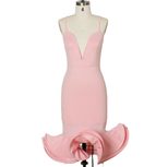 Elegant Womens Deep V Neck Bodycon Evening Dress Spaghetti Straps Mermaid Hem Party Wear Wholesa