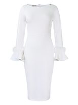 Fashionable Solid Color Bodycon Dress with Flared Sleeves Winter Collection Office Wear Wholesal