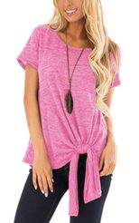 Twist Knot T Shirt for Women Irregular Short Sleeve Casual Summer Wear in Multiple Sizes