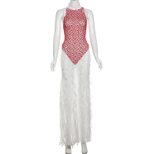 Summer Womens Dress Sleeveless Backless Fringe Sheer Color Block Trendy Style for Parties and Ev