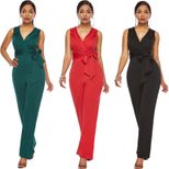 Sleeveless Deep V Neck Wide Leg Jumpsuit for Women Casual Summer Style Available in Multiple Sizes Wholesale