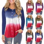 Womens Long Sleeve Gradient T Shirt Comfortable Fabric Casual Autumn Winter Wear Available in Multiple Sizes