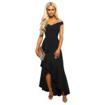 Asymmetrical Evening Dress V Neck Short Sleeve Off Shoulder Design Perfect for Parties and Event