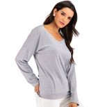 Womens Long Sleeve T Shirt Solid Color Loose Fit Backless Design Casual Wear Everyday Use Wholes