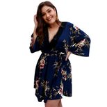Plus Size Floral Print V Neck Dress Original Designer Spring Summer Collection Perfect for Casua