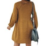 Womens Knit Long Sleeve Dress Ribbed Cotton Blend Short Length Autumn Winter Style Wholesale Ava