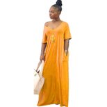Casual Short Sleeve Pocket Dress for Women Solid Color Relaxed Fit Summer Wear
