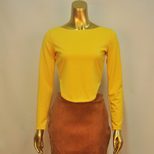Slim Fit Fashionable Long Sleeve Cotton Top with Metal Zipper 6 Colors Sexy Round Neck Casual We