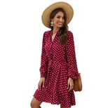 Polka Dot Long Sleeve Dress for Women Soft Cotton Blend Spring Summer Fashion