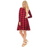 Christmas Cartoon Print Dress for Women Long Sleeve Round Neck Seasonal Holiday Wear