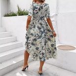Elegant Summer Floral Print Waist Defined Long Dress Slim Fit Comfortable Fabric Versatile Style