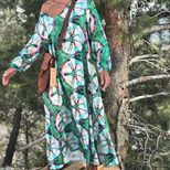 Plus Size Floral Print Maxi Dress Long Sleeve V Neck Loose Fit Spring Summer Fashion Wholesale A
