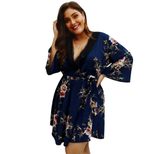 Plus Size Floral Print V Neck Dress Original Designer Spring Summer Collection Perfect for Casua