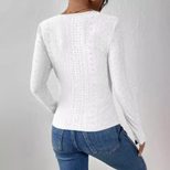 Lace Hollow Out Long Sleeve Womens Top Sexy Design Floral Pattern Elegant Style Perfect for Even