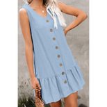 European Style V Neck Sleeveless Cardigan Dress Loose Fit Button Closure Summer Fashion Wholesal