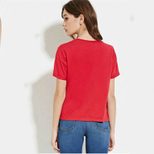 Womens Loose Fit Red T Shirt Letter Print Design Casual Wear for Everyday Use Wholesale Availabl