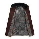 Mens Wool Blend Overcoat Warm Lined with Fur Collar Casual Business Style custom packaging