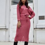 Off Shoulder Knit Dress Solid Color Sweater Fabric Casual Fall Winter Wear