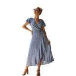 Floral Print Summer Dress for Women Casual Fit Short Sleeve Round Neck Lightweight Fabric