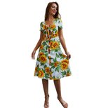 Summer Floral Print Tie Back Sexy Dress Original Design Womens Fashion Lightweight Fabric Perfec