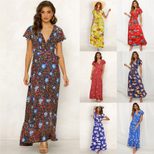 Bohemian Print Maxi Dress Summer Style Adjustable Tie Straps Lightweight Fabric Perfect for Casu