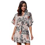 Plus Size Floral Print V Neck Batwing Sleeve High Waist Shirt Dress Trendy Design for Casual Out