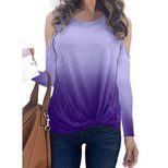 Rainbow Gradient Print Long Sleeve T Shirt for Women Casual Fit Comfortable Fabric Fall Winter Collection