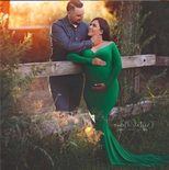 V Neck Long Sleeve Maternity Dress in Silk Cotton for Spring Photography Events in Multiple Sizes