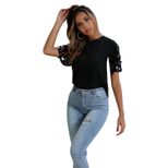 Sequin Patchwork Round Neck Short Sleeve T Shirt Womens Fashion Top Casual Wear Wholesale Availa