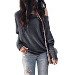 Off Shoulder Lantern Sleeve T Shirt for Women Casual Batwing Design Lightweight Fabric Autumn Collection